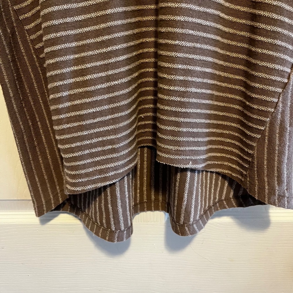 Chico's Mixed Stripe Tunic Top 3/4 Sleeve Neutral Browns Fall Casual 2 Chic - Picture 10 of 14